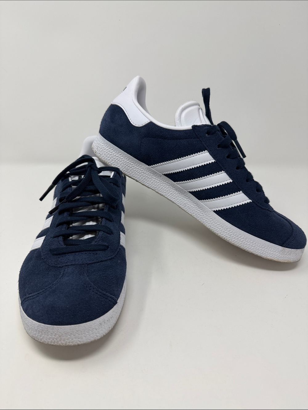 adidas Navy and White Suede Gazelle Shoes